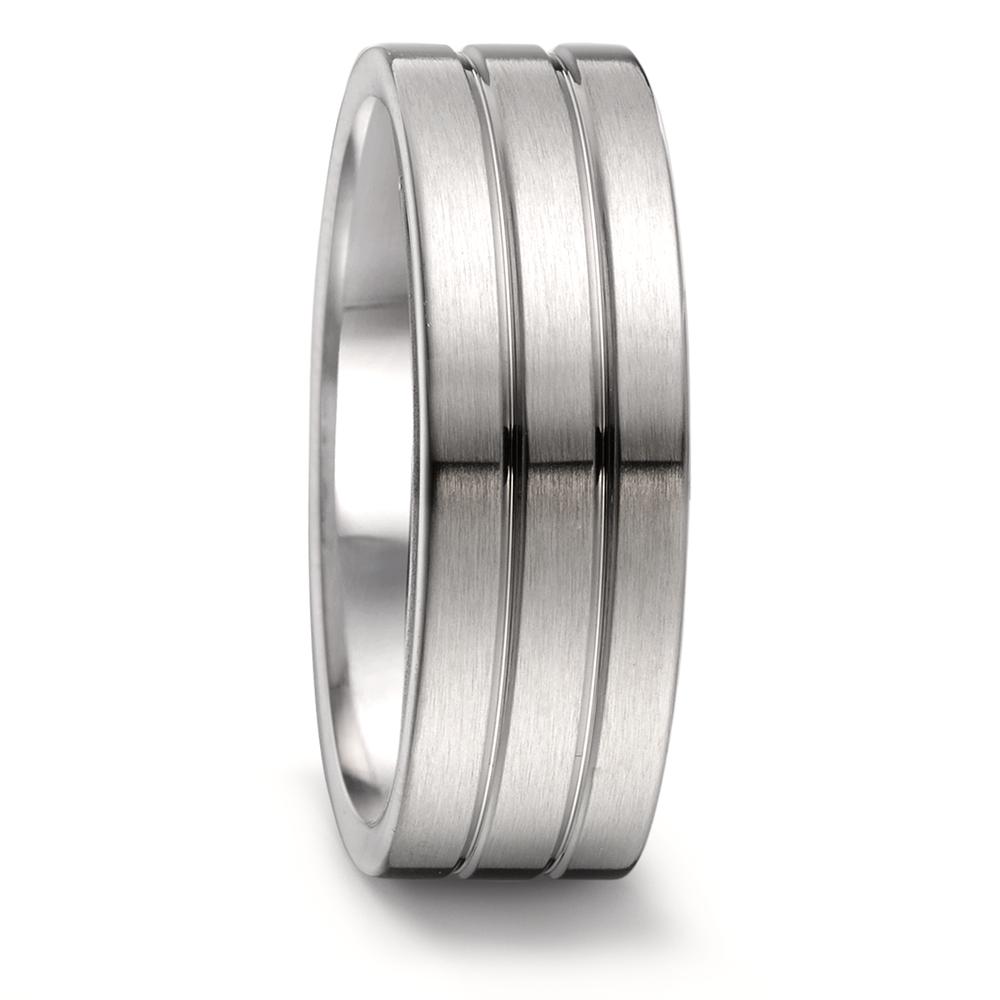 Fingerring TeNo Ring YuNis Design Edelstahl satiniert mit glanzen Linien 069.3300.D69.XX
