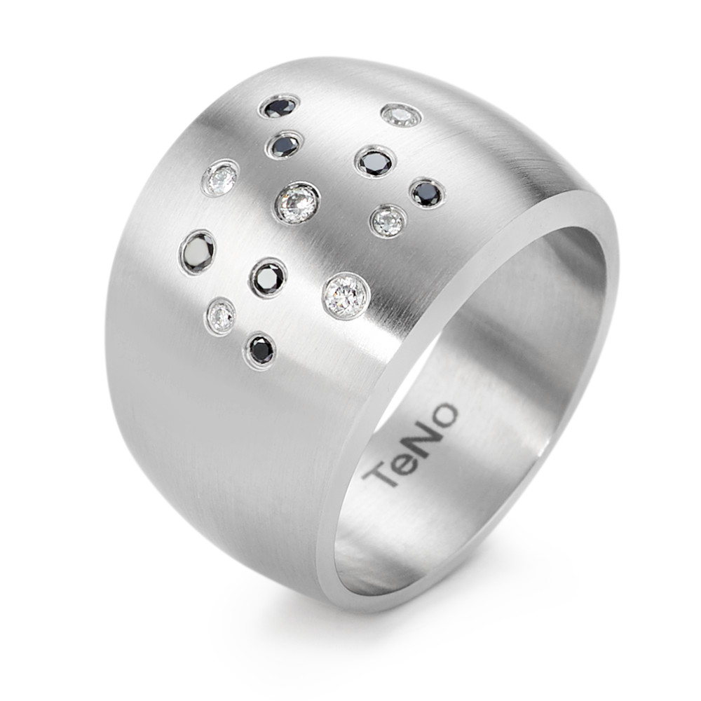 Fingerring TeNo deluxx Ring Globe mit weissen und schwarzen Brillanten 069.23S02.XX