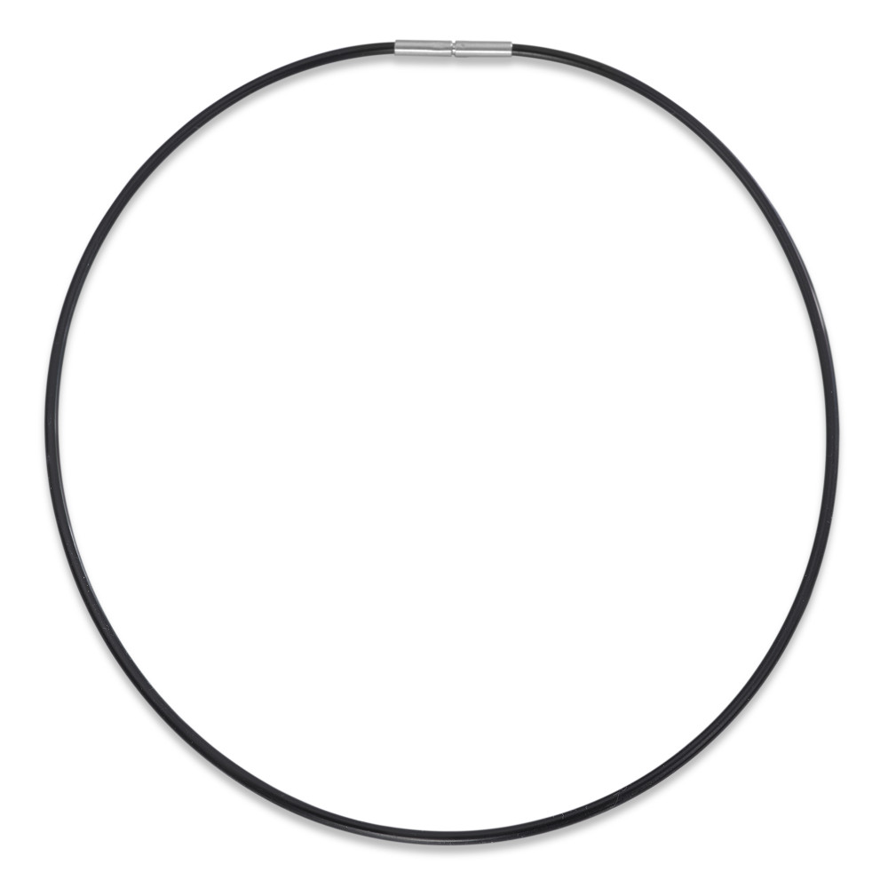 Collier Schlichtes Damen-Collier aus schwarzem Kautschuk mit hochwertigem Verschluss aus Edelstahl. Das flexible, leichte Design sorgt für angenehmen Tragekomfort und passt perfekt zu verschiedenen Anlässen und Outfits. Ein moderner Klassiker für stilbewusste Frauen. KA25/01-30-42