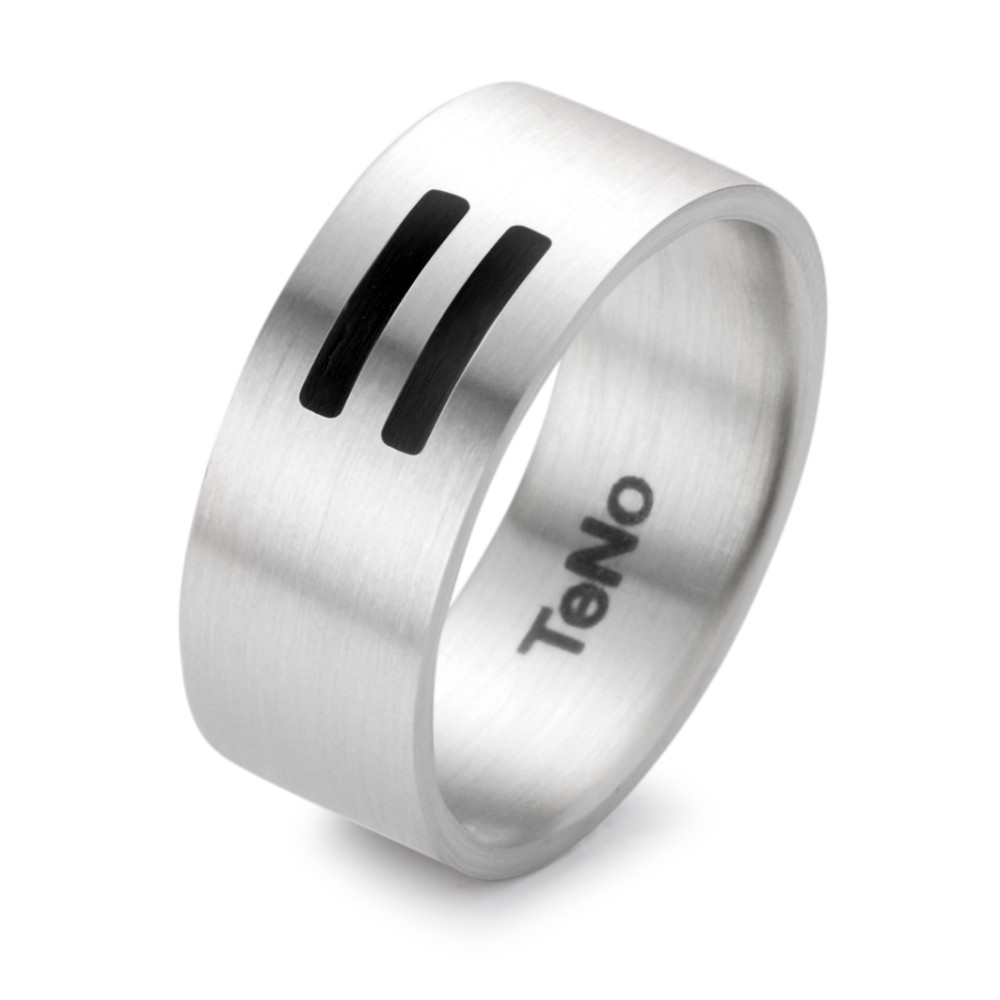 Fingerring TeNo Edelstahl Design Ring mit Keramik im 2 Balken Design 064.1000.D4.XX