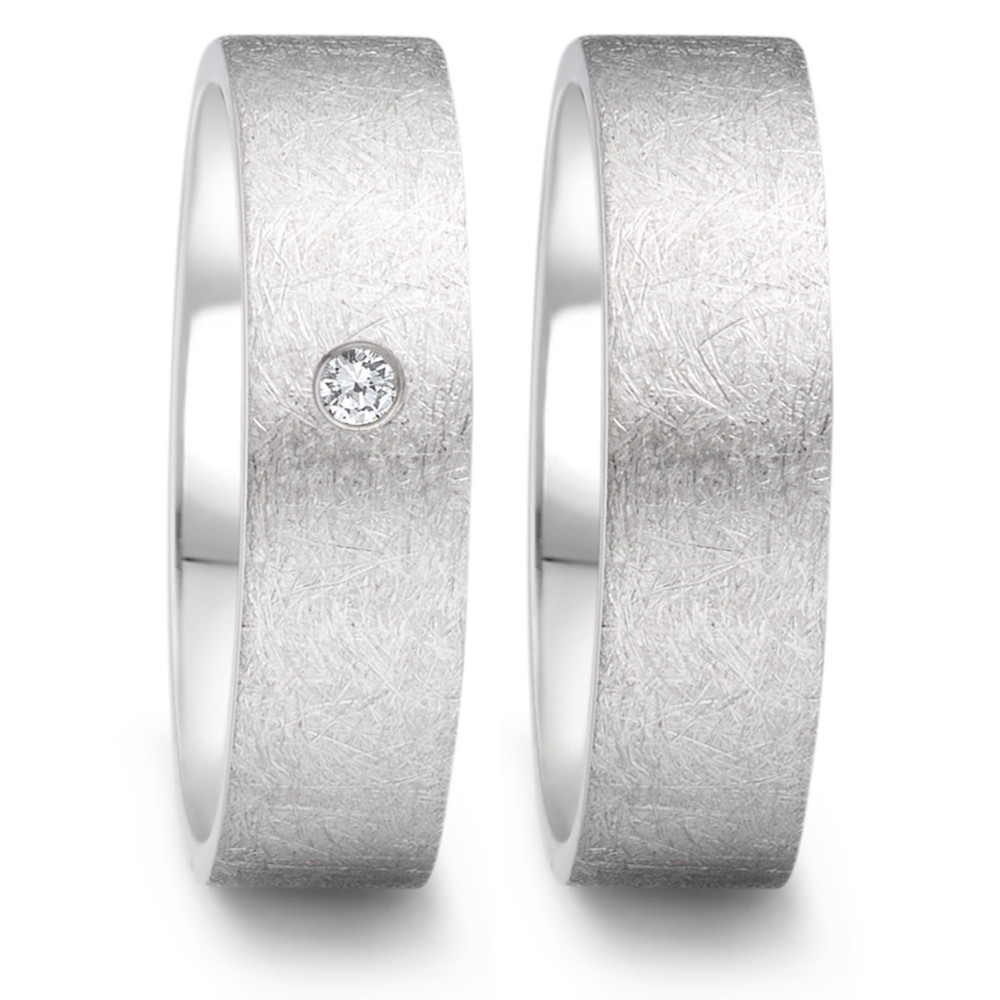 Partnerring TeNo Ring TaMoR eismattierter Edelstahl mit Brillant 0,04 ct TWsi  069.1314.D52.XX