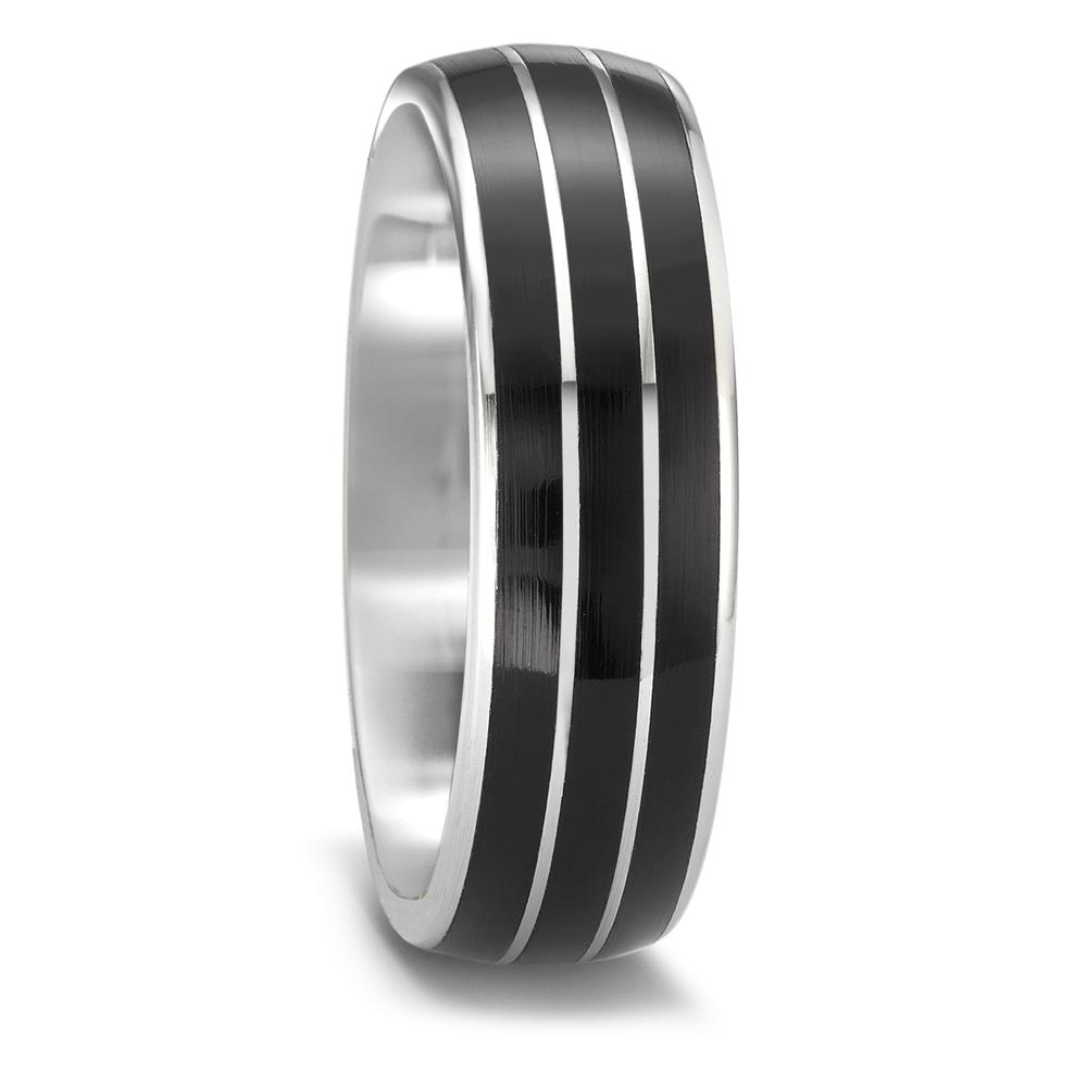 Fingerring TeNo Ring TaMoR Edelstahl Keramik schwarz im Linien Design 164.2500.D74.XX