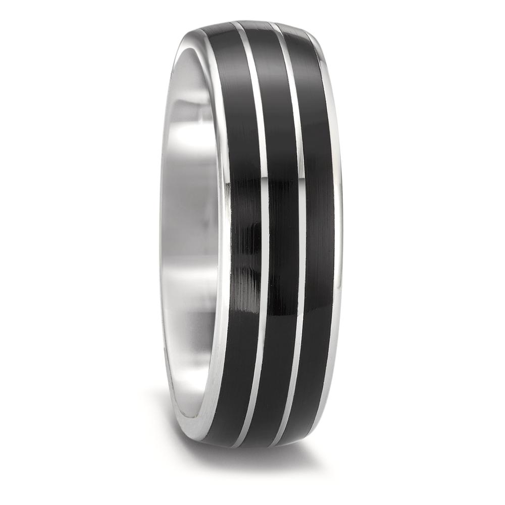 Partnerring TeNo Ring TaMoR Edelstahl Keramik schwarz im Linien Design 164.2500.D74.XX