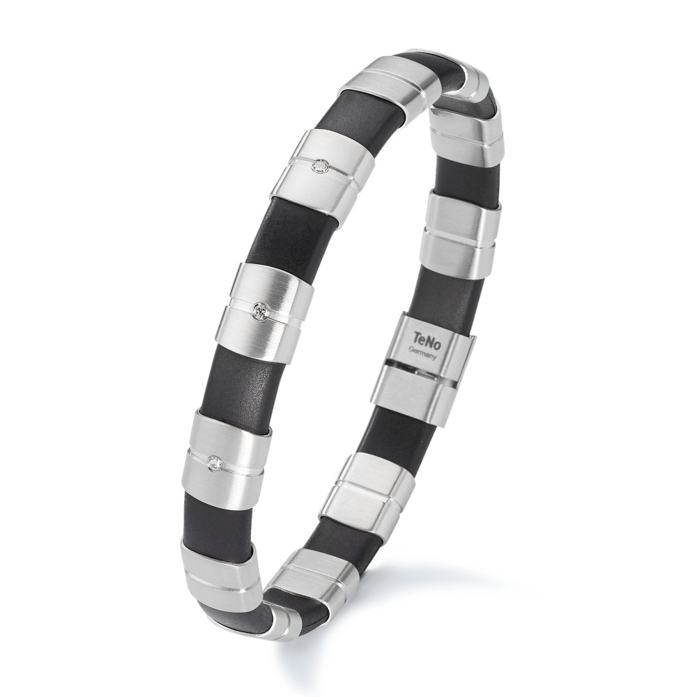 Armband TeNo ShiKou Armband aus Edelstahl mit Kautschuk und 0,06 ct.TW/si - Safe Lock Verschluss 020.21S02.19