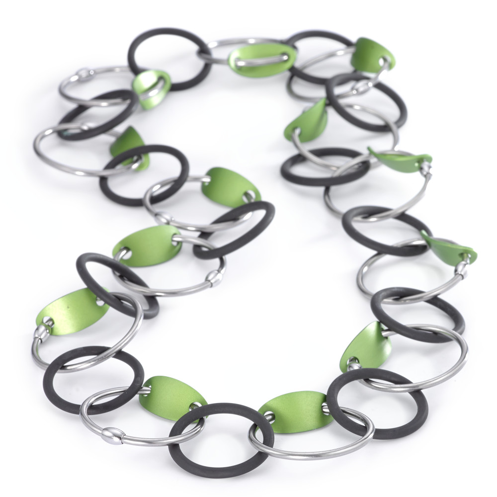 Collier TeNo Gliederkette Endless "Apple Green" aus Edelstahl, Aluminium und Kautschuk 010.018BG3.60