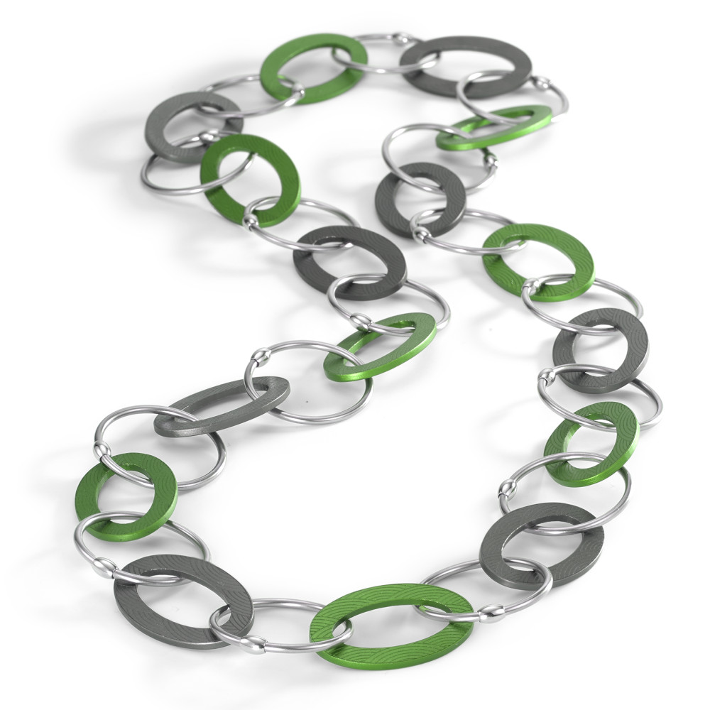 Collier TeNo Kette Endless "Apple Green loves Moonstone Grey" aus Aluminium und Edelstahl 019.018OG2.100