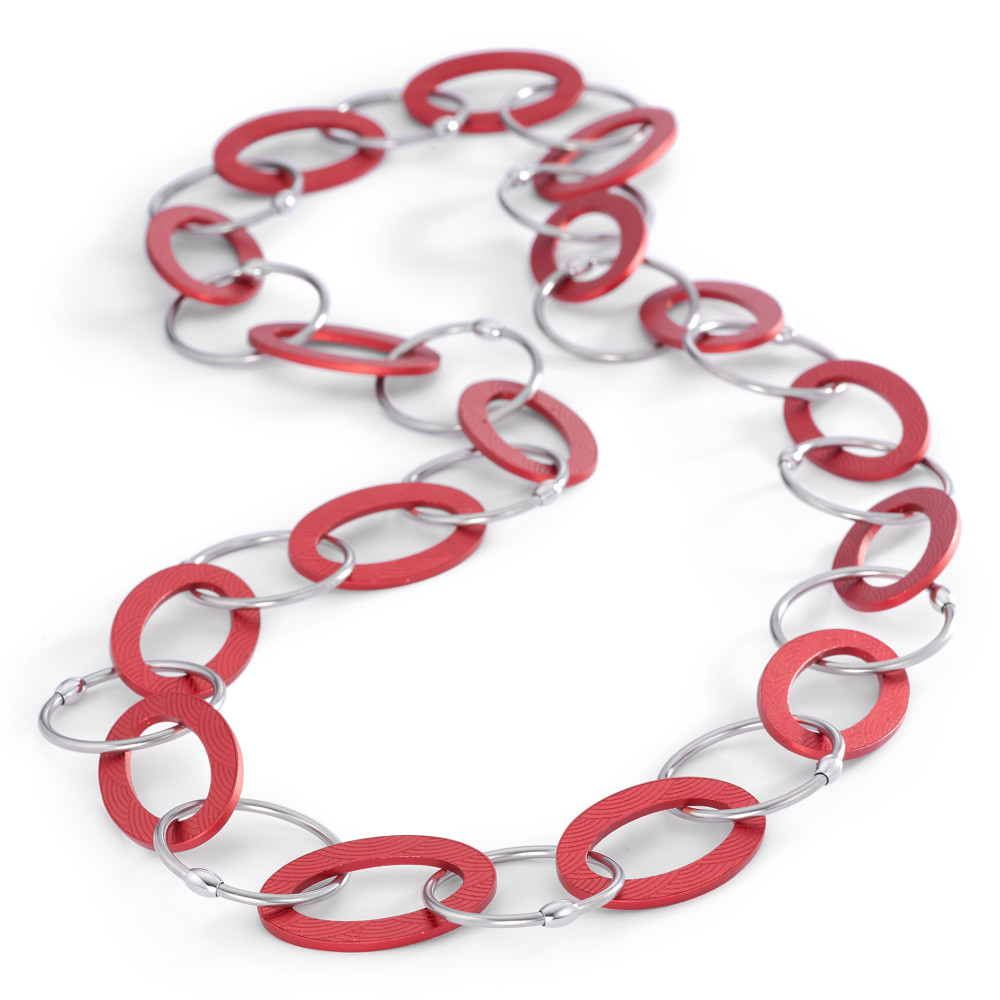 Collier TeNo Endless Kette  "Ruby Red" aus Edelstahl und Aluminium  019.018OR3.80