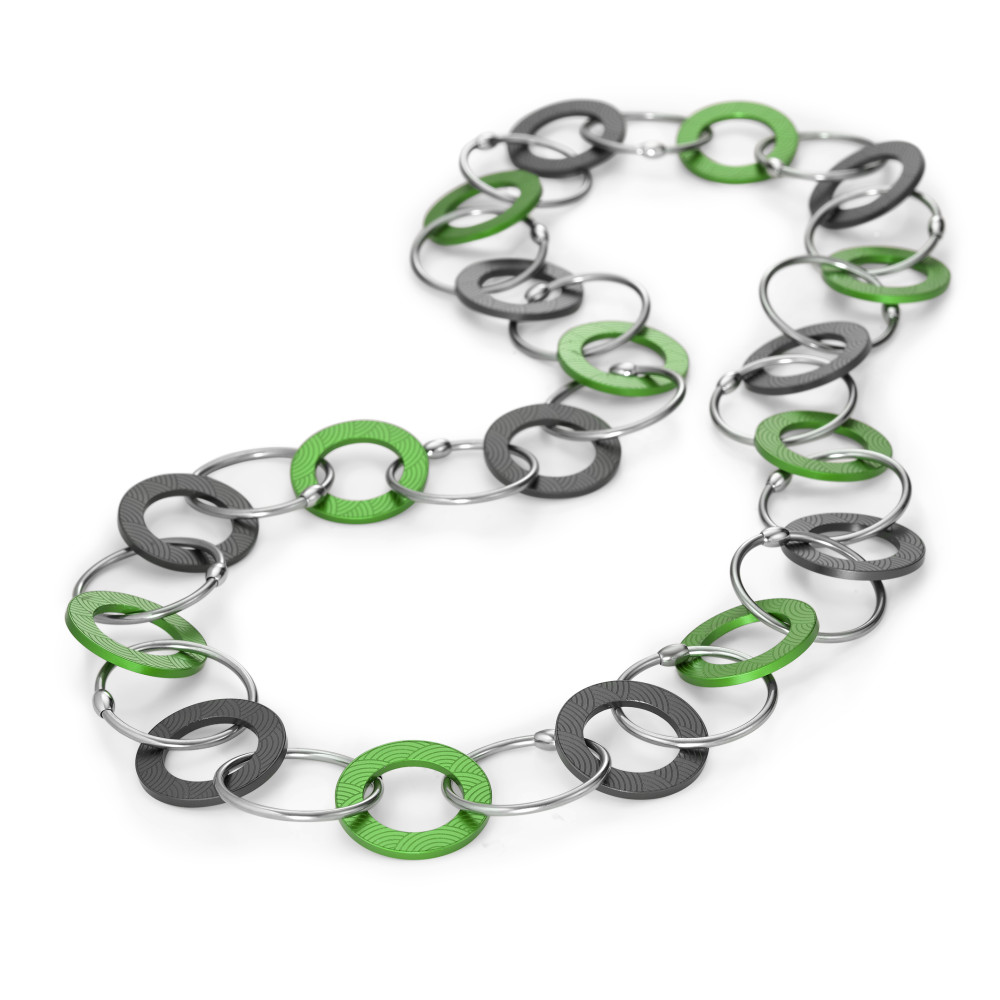 Collier TeNo Kette Endless "Apple Green loves Moonstone Grey" aus Aluminium und Edelstahl 019.018RG2.80