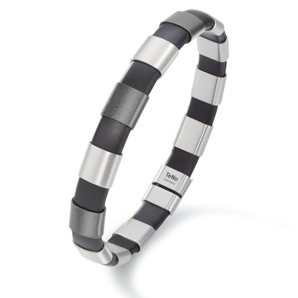 Armband TeNo Armband ShiKou "Moonstone Grey" aus Edelstahl, Kautschuk und Aluminium und TeNo Safe Lock Verschluss 020.2000.A3.19