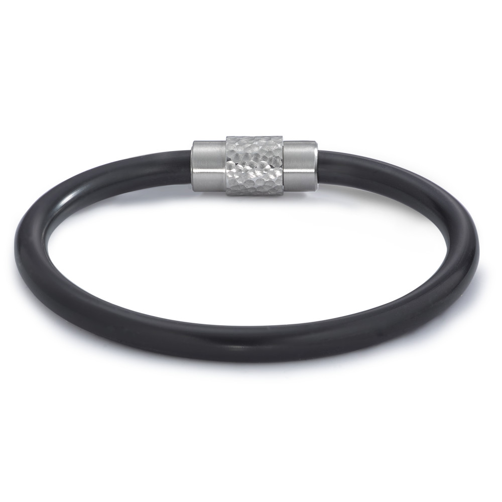 Armband Modernes Herrenarmband aus robustem Kautschuk mit mattiertem Edelstahlverschluss. Das schlichte Design überzeugt durch jahrelange Haltbarkeit und angenehmen Tragekomfort. Vielseitig kombinierbar – der perfekte Begleiter für Alltag und Freizeit. 025.0300.D85.19