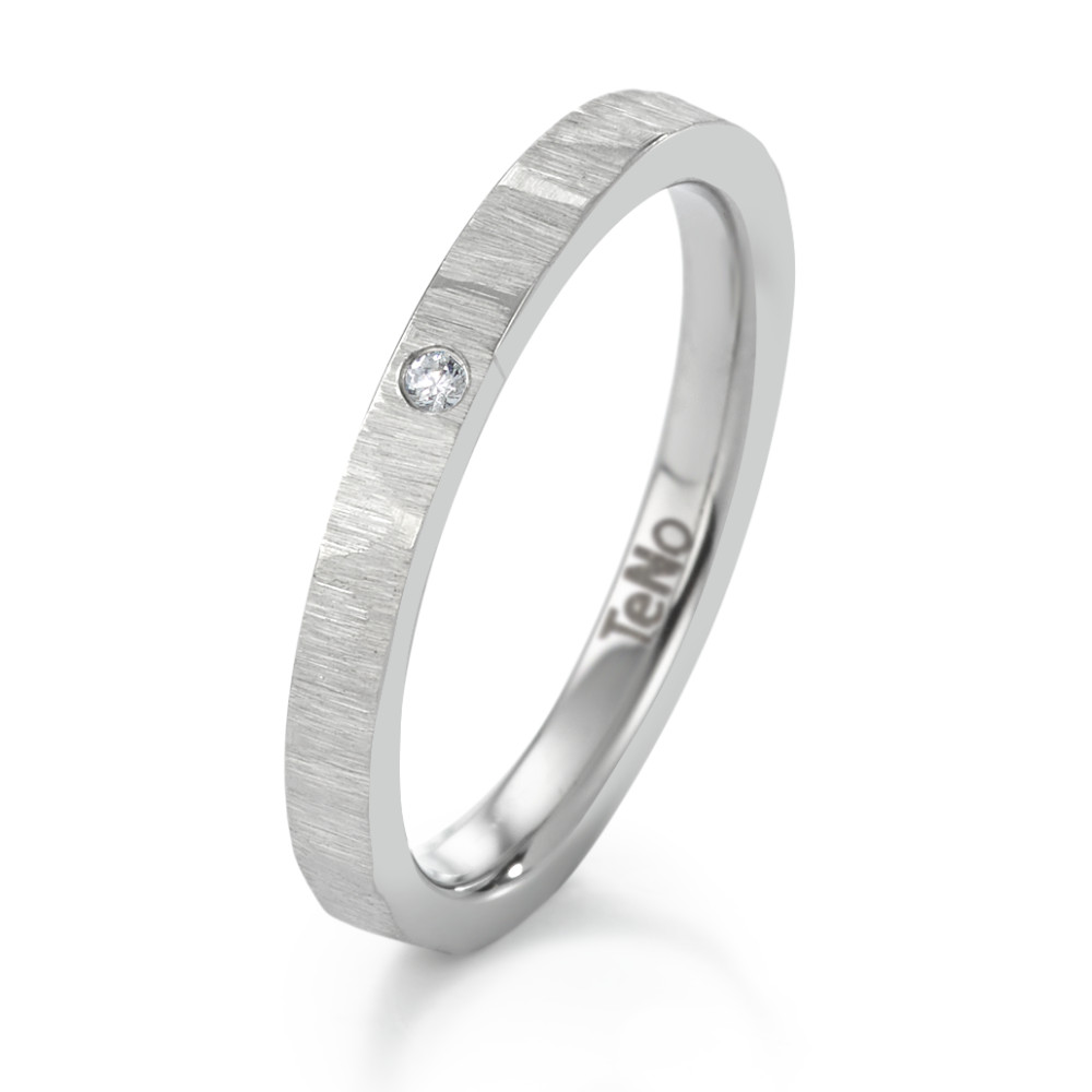Fingerring TeNo Design Stahl Ring mit crash Oberfläche und Brillant 0,012 ct. 069.2413.D89.XX