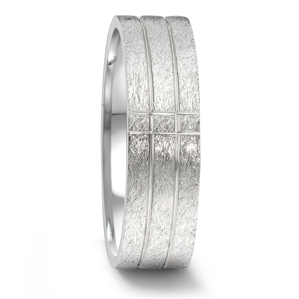 Partnerring TeNo Ring YuNis Edelstahl Design eismatt mit glanzen Kerben 069.3300.D54.XX