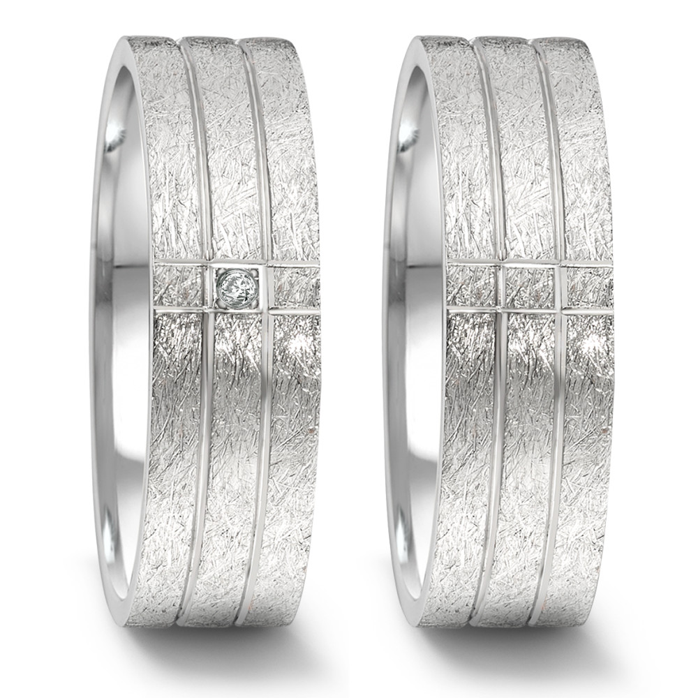 Partnerring TeNo Ring YuNis Edelstahl Design eismatt mit Brillantpavée 0,02 Carat 069.33P01.D54.XX