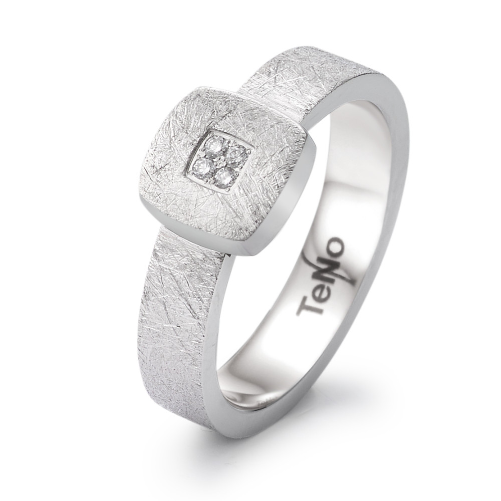 Fingerring TeNo Ring Caree Combre Edelstahl eismattiert und Brillant Pavée 0,032 ct.TW/si 369.18P01.D32.XX