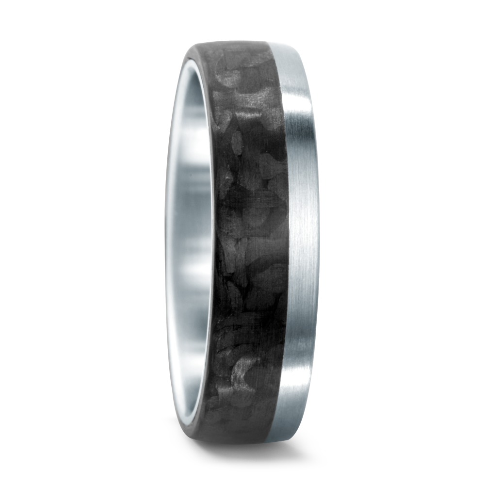 Partnerring Dieser Edelstahlring mit Carbon verkörpert Robustheit und Beständigkeit in markanter Formensprache. Die einzigartige Fusion von antiallergenem Edelstahl und ultraleichtem Carbon macht ihn zum echten Blickfang. Seine zeitlose Eleganz und die gewölbte Innenseite garantieren zudem einen angenehmen Sitz am Finger. Hergestellt in deutscher Manufaktur, bietet er nicht nur herausragenden Tragekomfort, sondern auch beeindruckende Qualität. 59653/003/000/1060