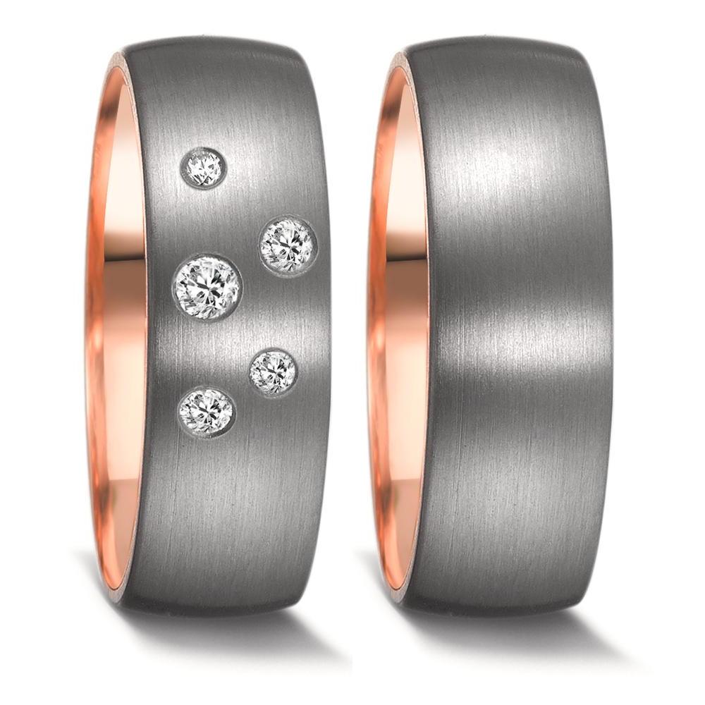 Partnerring Eleganter Damen Partnerring aus hochwertigem 999 Tantal mit edlem Innenring aus 585 Rotgold. Verziert mit funkelnden Diamanten, vereint dieser Ring moderne Formensprache und zeitlose Eleganz – perfekt für besondere Momente und als Symbol Ihrer Partnerschaft.