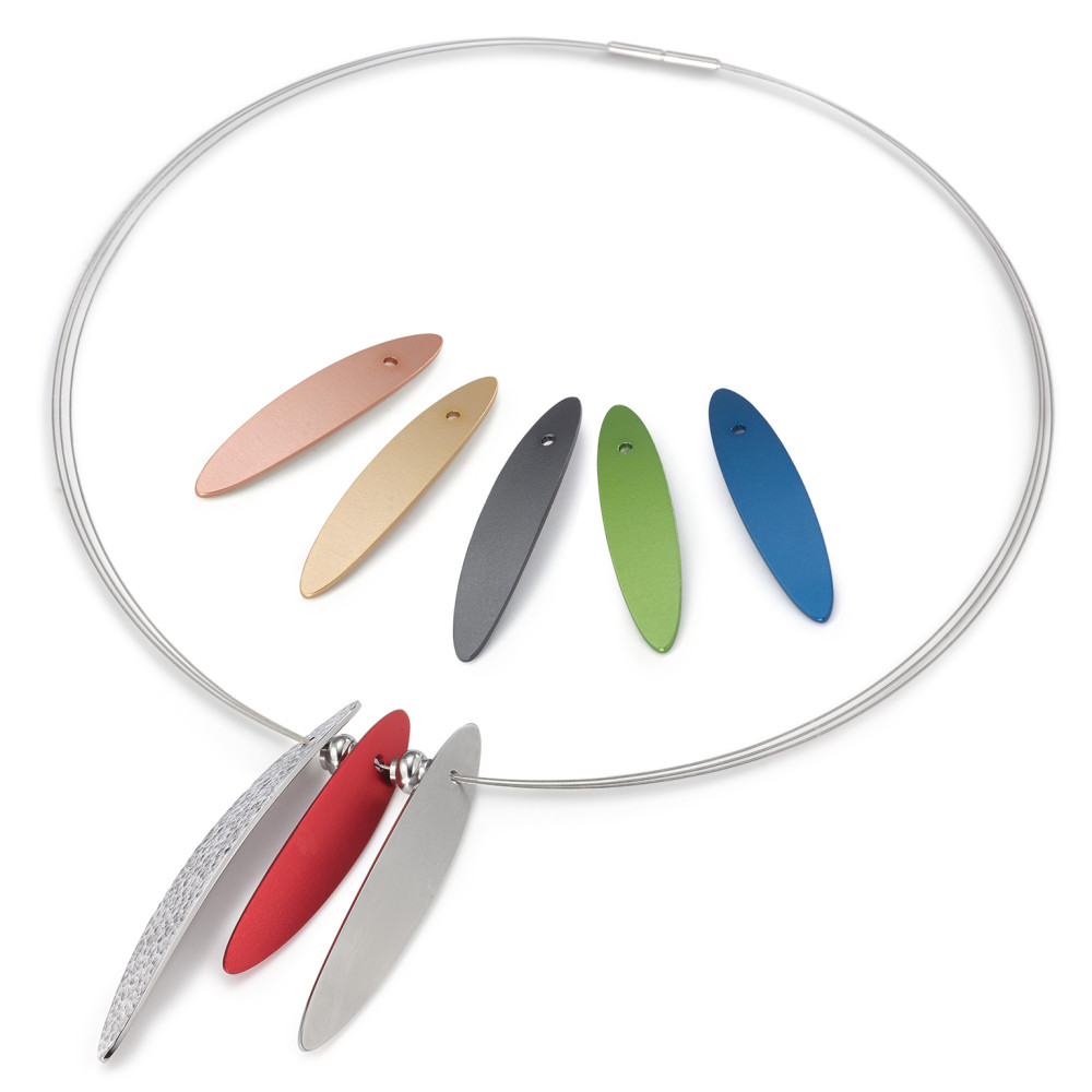 Set TeNo Schmuckset WINGS, Seilcollier 019.0200.42, 6 farbige WINGS aus Aluminium + 2 WINGS aus Edelstahl 019.8900.WS2.42