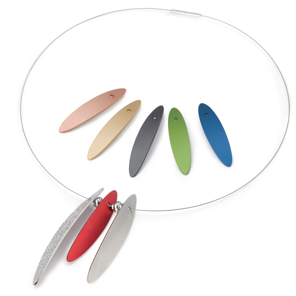 Set TeNo Schmuckset WINGS, Seilcollier 019.1300.42, 6 farbige WINGS aus Aluminium + 2 WINGS aus Edelstahl 019.8900.WS3.42