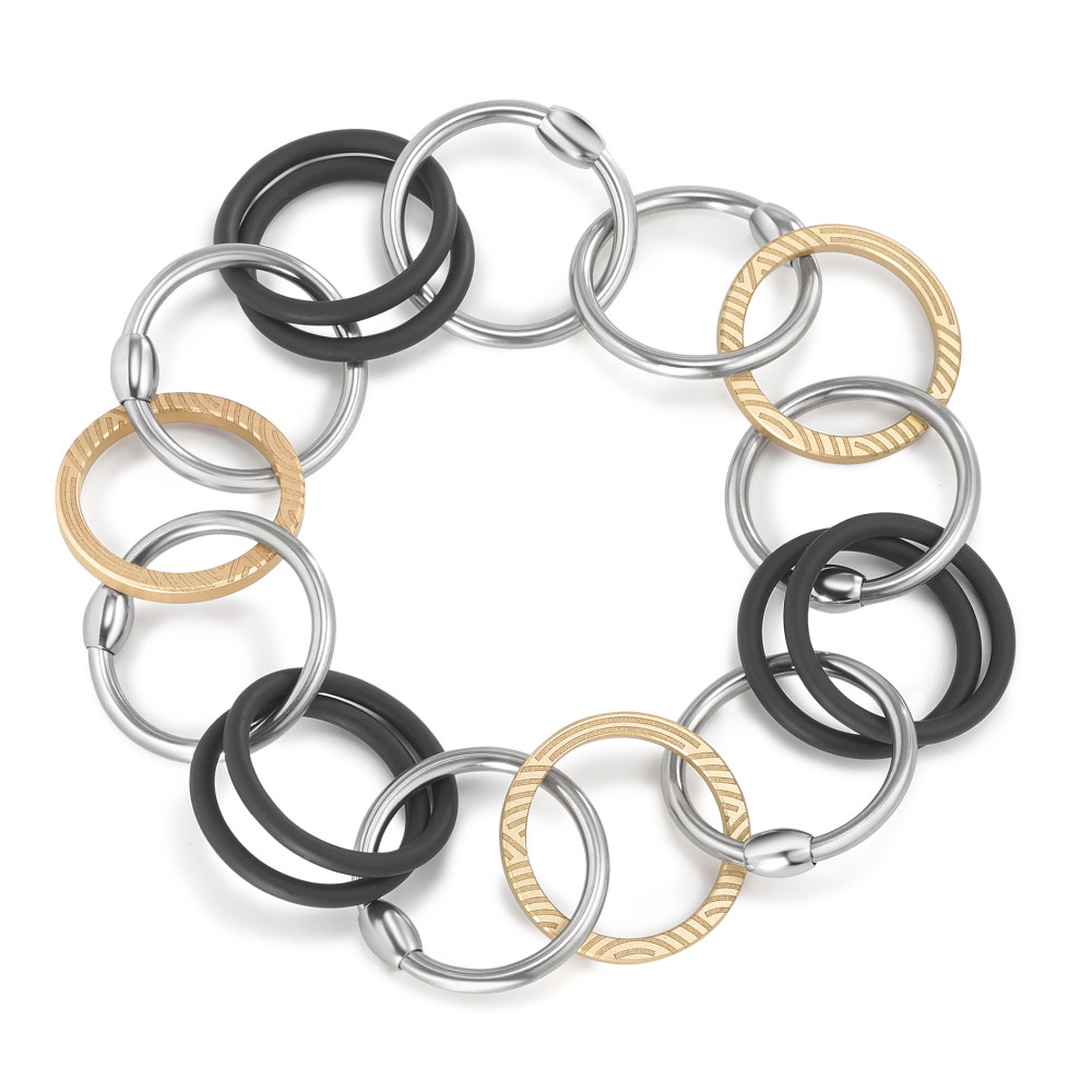 Armband TeNo Gliederarmband ENDLESS "Light Gold" aus Edelstahl, Aluminium und Kautschuk 020.018RLG3.SS