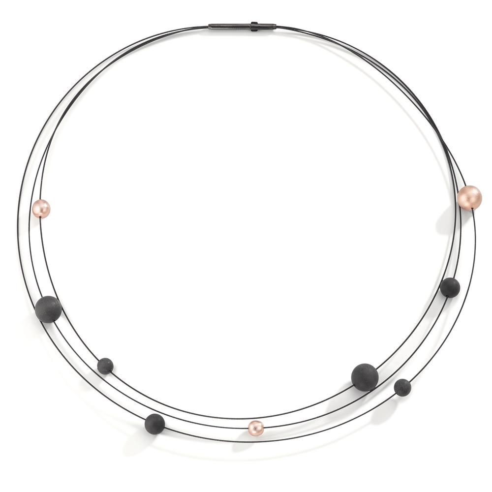 Collier Elegantes Damen-Collier aus Edelstahl, Carbon und Aluminium. Das Leichtgewicht besticht durch sein modernes Design mit schwarzen Carbon- und zarten roséfarbenen Aluminium-Perlen. Vielseitig kombinierbar, verleiht es jedem Outfit eine stilvolle Note.