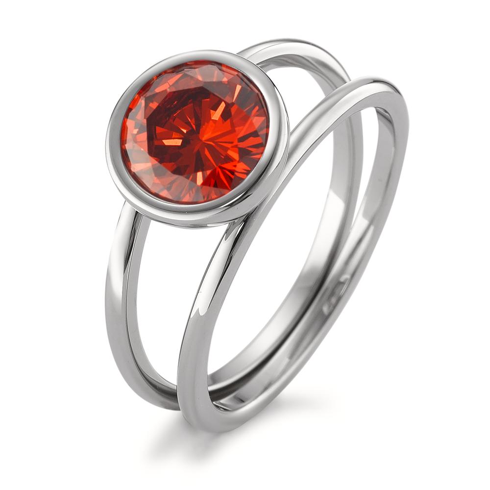 Fingerring Freudenbringer und Design-Highlight: Dieser individuelle Fingerring besticht durch seine wunderschöne, hochglänzende Optik aus zwei miteinander verbundenen Ringen. Ein orangefarbener Mandarine-Zirkonia bildet den herrlich funkelnden Mittelpunkt. Der Ring ist ideal kombinierbar mit allen Schmuckstücken der TeNo-Joy-Familie  ob Statementringe, Charm-Anhänger, Ketten, Ohrschmuck, Colliers oder Armbänder. 