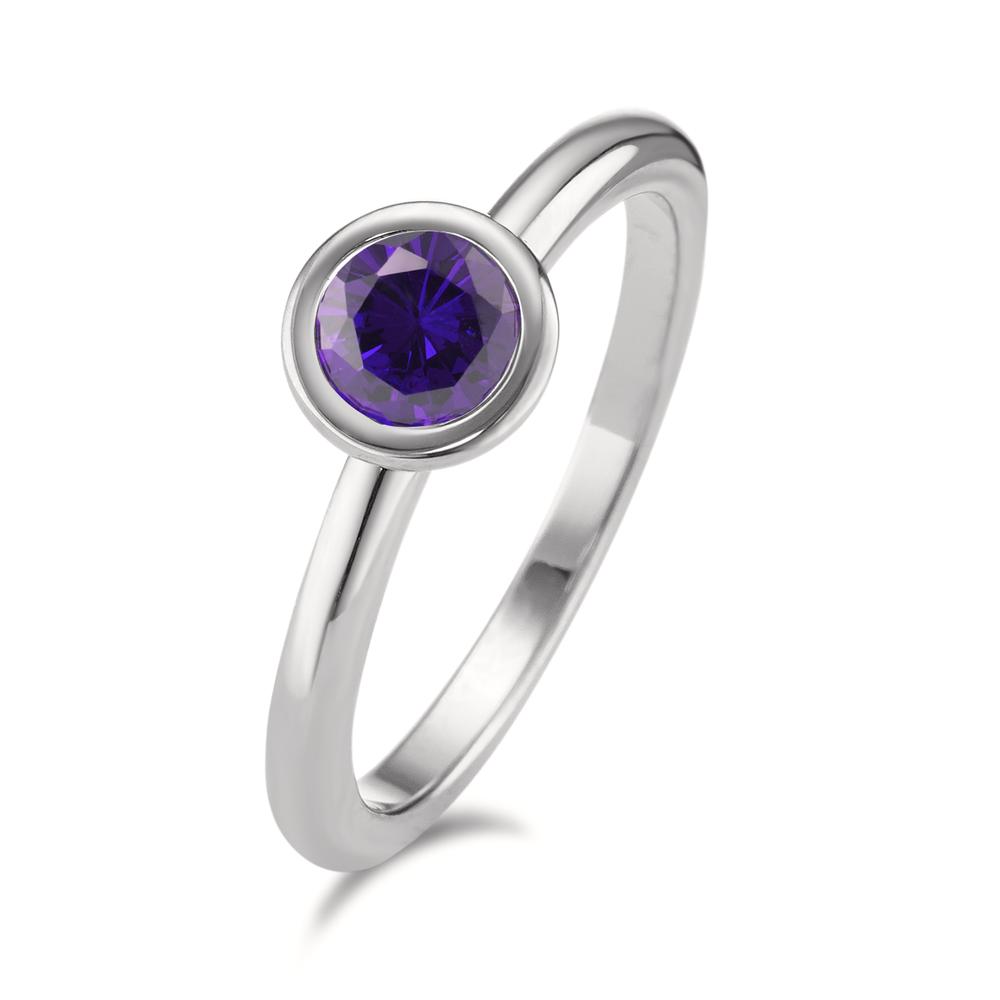 Fingerring Eleganter Damenring aus hochwertigem Edelstahl, veredelt mit einem funkelnden Zirkonia in tiefem Violett. Zeitloses Design, das zu jedem Outfit passt und langlebig ist. Perfekt als stilvolles Accessoire oder Geschenk für besondere Anlässe.