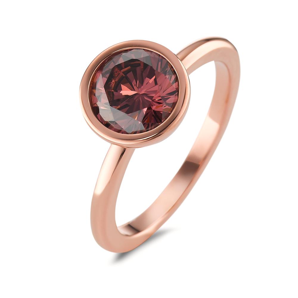 Fingerring Ein Schmuckstück voller Wandlungsfähigkeit: getragen als elegantes Einzelstück oder im Duo. Der Ring Joy in Roségold aus glänzendem Edelstahl mit granatrotem Zirkonia kann wahlweise einzeln oder mit einem kleinen Joy Ring Modell perfekt an der Hand arrangiert werden. 