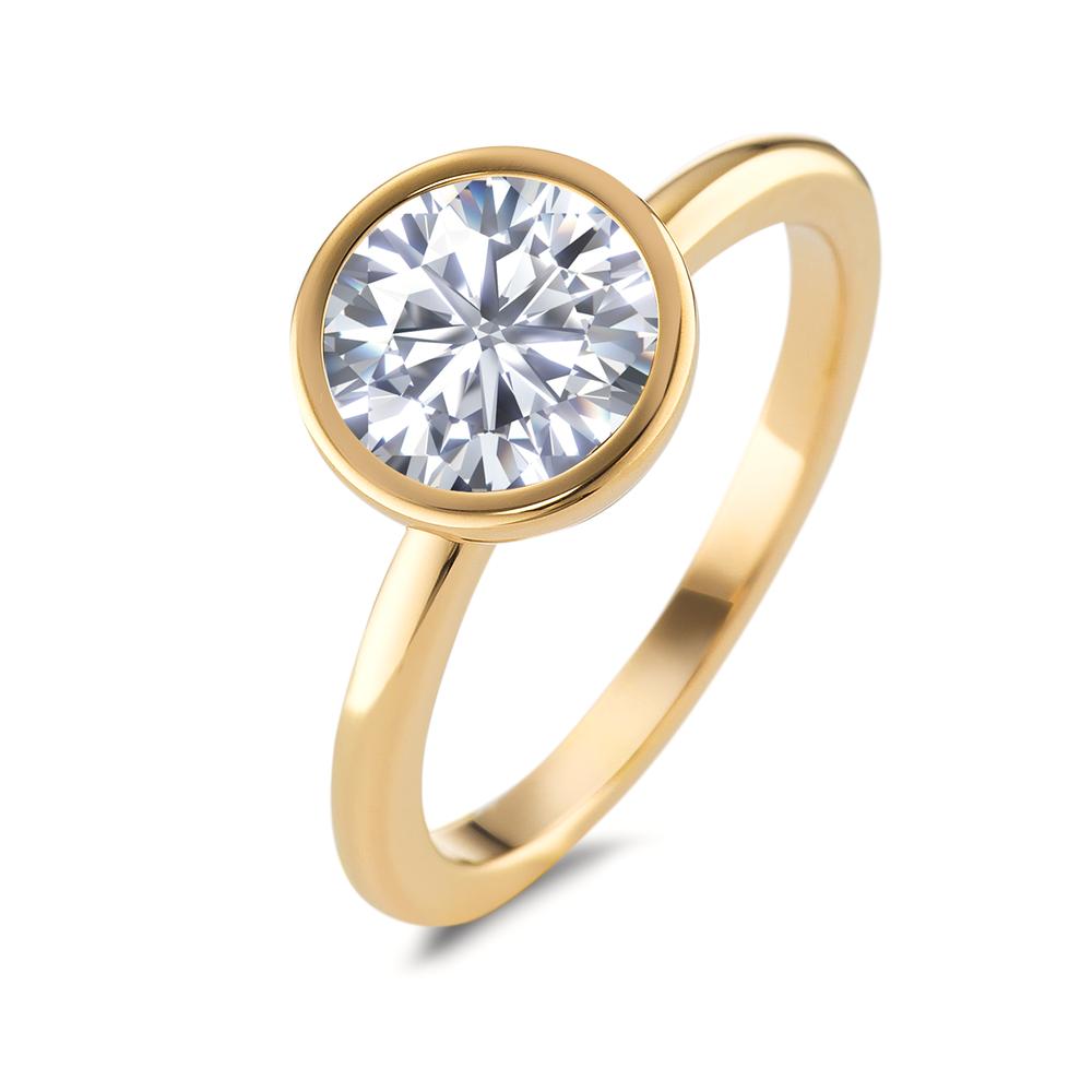 Fingerring Eleganter Damen-Fingerring aus hochwertigem Edelstahl in Goldoptik, veredelt mit einem funkelnden Zirkonia-Stein. Modernes Design trifft auf zeitlose Eleganz – perfekt für jeden Anlass. Hautfreundlich, langlebig und ein echter Blickfang an Ihrer Hand.