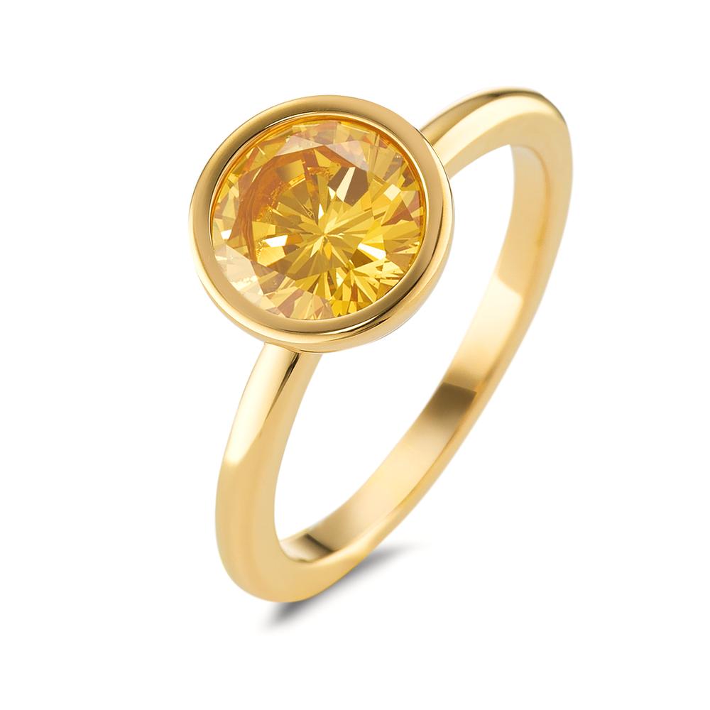 Fingerring Prunkvoll, funkelnd und majestätisch: getragen als elegantes Einzelstück oder im Duo. Der Joy Ring in Gold aus Edelstahl mit seinem sonnengelben Zirkonia kann sowohl als Solist als auch in Kombination mit anderen Joy Ring stilsicher getragen werden. Ob Ton-in-Ton oder mit kontrastreichen Farben - es entstehen immer wieder neue, aufregende und ganz individuelle Looks. 