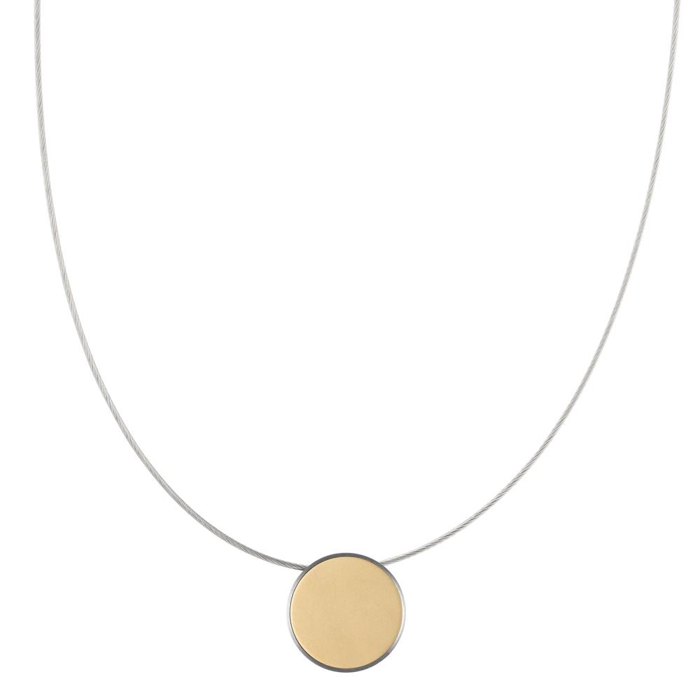 Collier Puristisch, jung und filigran: An diesem feinen Seilcollier Pura von TeNo Design gibt elegantes Gold den Ton an. Zweifarbig im Bicolor Style aus Edelstahl ist der aus drei filigranen Seilen gefertigte Halsreif das perfekte Schmuckstück, um alle Blicke auf sich zu ziehen. Mit seinem Anhänger im kreisförmigen Design und sandmattierter Optik in kann es vielseitig zu unterschiedlichen Anlässen getragen werden. 