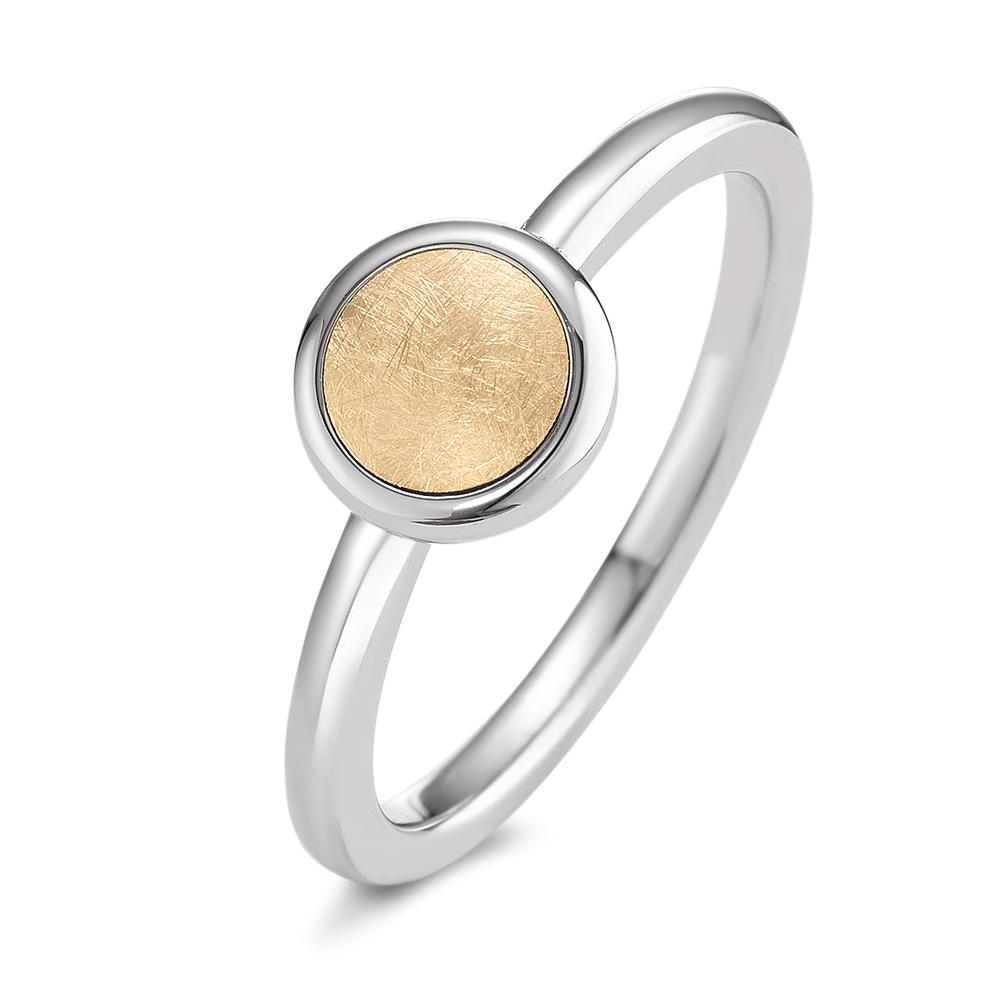 Fingerring Zierlich, elegant und wunderschön: Der kleine Elyna Ring in minimalistisch schlichtem TeNo Design besticht durch sein zeitlos gestaltetes Ringtop in Gold-Bicolor aus Edelstahl. Dieser Ring ist ein wahrer Schatz und kommt mit seiner glanz-eismattierten Optik ganz ohne Glitzern und Funkeln aus. Im selben Design gibt es Ohrstecker, Ohrhänger und Halsketten sowie einen weiteren Ring mit grösserem Ringtop. 