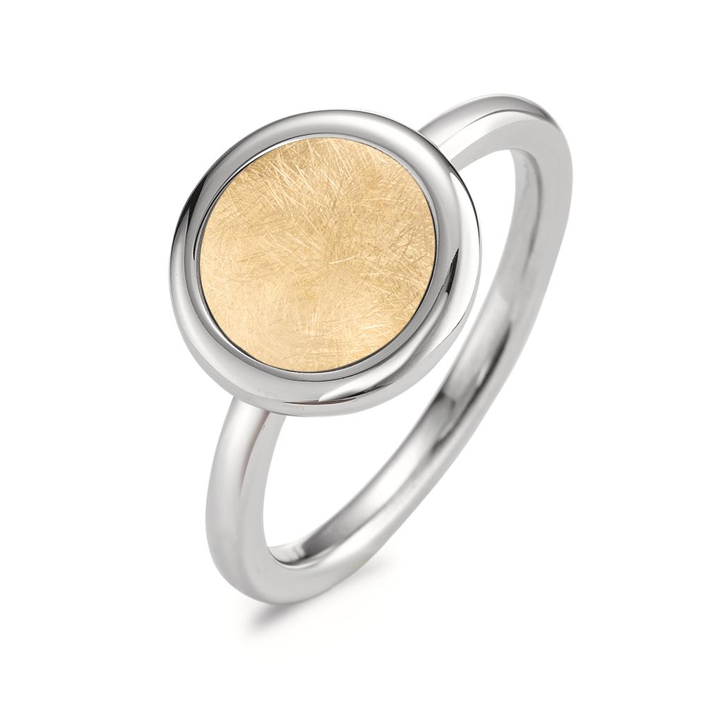 Fingerring Sophisticated - ein Ring mit Charakter: Dieser Bicolor-Gold-Edelstahl Ring von TeNo besticht durch sein klares Design in zeitloser Formensprache. Auffallend klassisch und dabei aufregend anders kommt der Ring Elyna in glänzendem sowie eismattierten Finish ganz ohne Glitzern und Funkeln aus. Im gleichen Design sind Ohrstecker, Ohrhänger und Halsketten sowie ein weiterer Designring mit kleinerem Top erhältlich. 