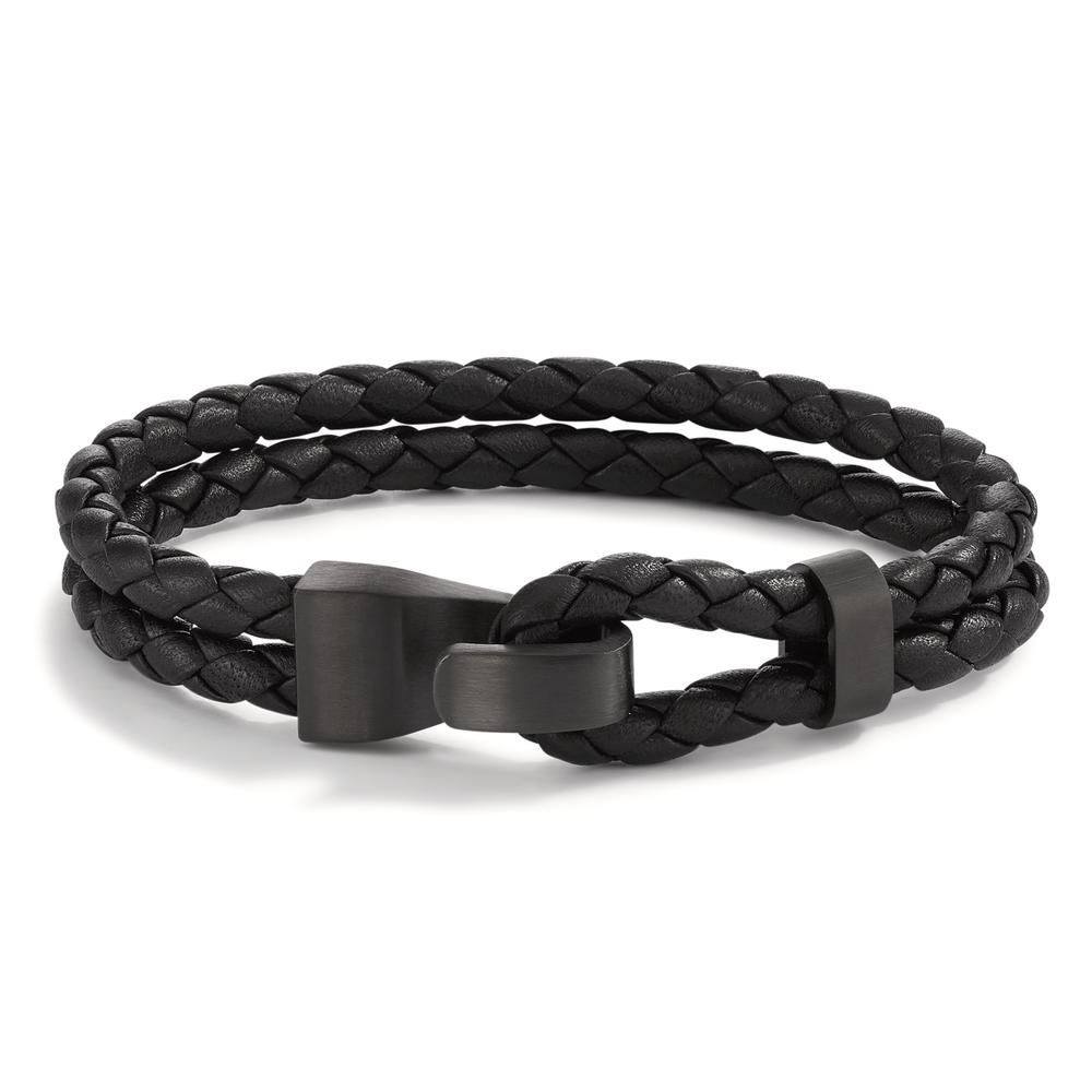 Armband Stylisches Herren-Armband aus geflochtenem Leder und mattem Edelstahl. Das edle Schwarz und das zeitlose Design machen es zum perfekten Accessoire für jeden Anlass. Robust, langlebig und angenehm zu tragen – ein Must-Have für modebewusste Männer.