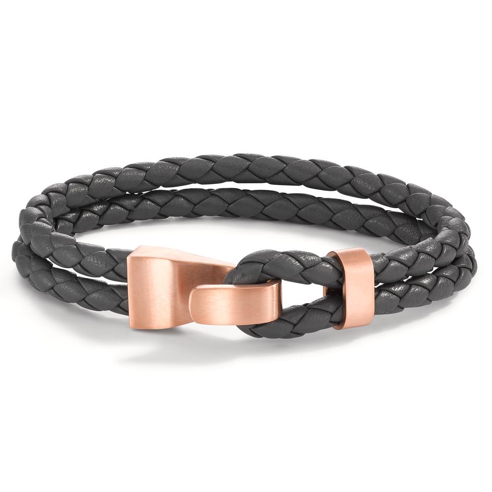 Armband TeNo Lederarmband VADINO Roségold aus Edelstahl. Dieses doppelreihige Armband ist für einen sportlich-eleganten Style wie geschaffen und passt sowohl zum Alltagsoutfit, als auch zum Business-Anzug. Formschön, stark und praktisch: Durch die verstellbare Edelstahl Schlaufe lässt sich das Armband leicht an- und ausziehen. 
 