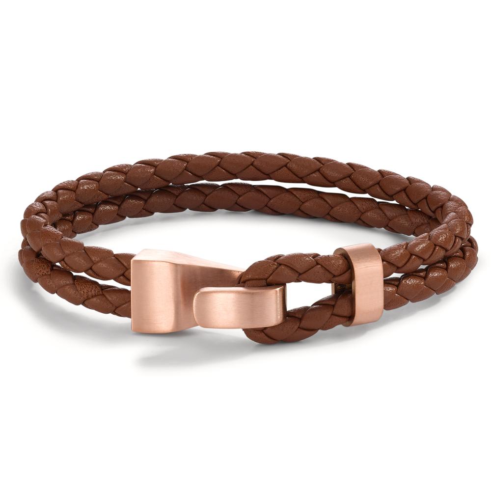 Armband Stilvolles Herren Armband aus geflochtenem Leder in Braun kombiniert mit einem robusten, roségoldfarbenen Edelstahlverschluss. Dieses Accessoire vereint zeitlose Eleganz und Langlebigkeit – perfekt für den modernen Mann, der Wert auf Qualität und Design legt. Vielseitig und bequem tragbar.
