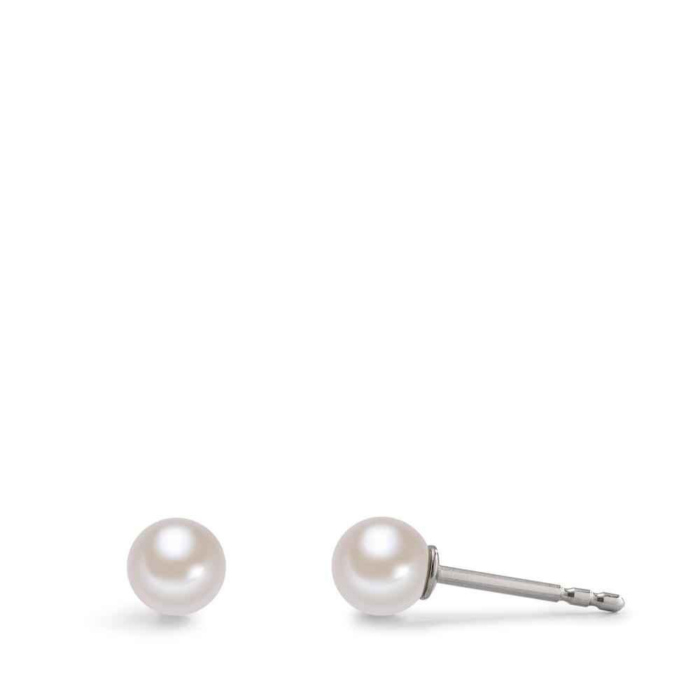 Ohrstecker TeNo Arya Pearl Ohrstecker Ø 5mm aus antiallergenem Edelstahl mit Comfort Steckverschlüssen. Die perfekt runde Form dieser Basics Ohrstecker mit weissen Muschelperlen werten jedes Outfit auf. 