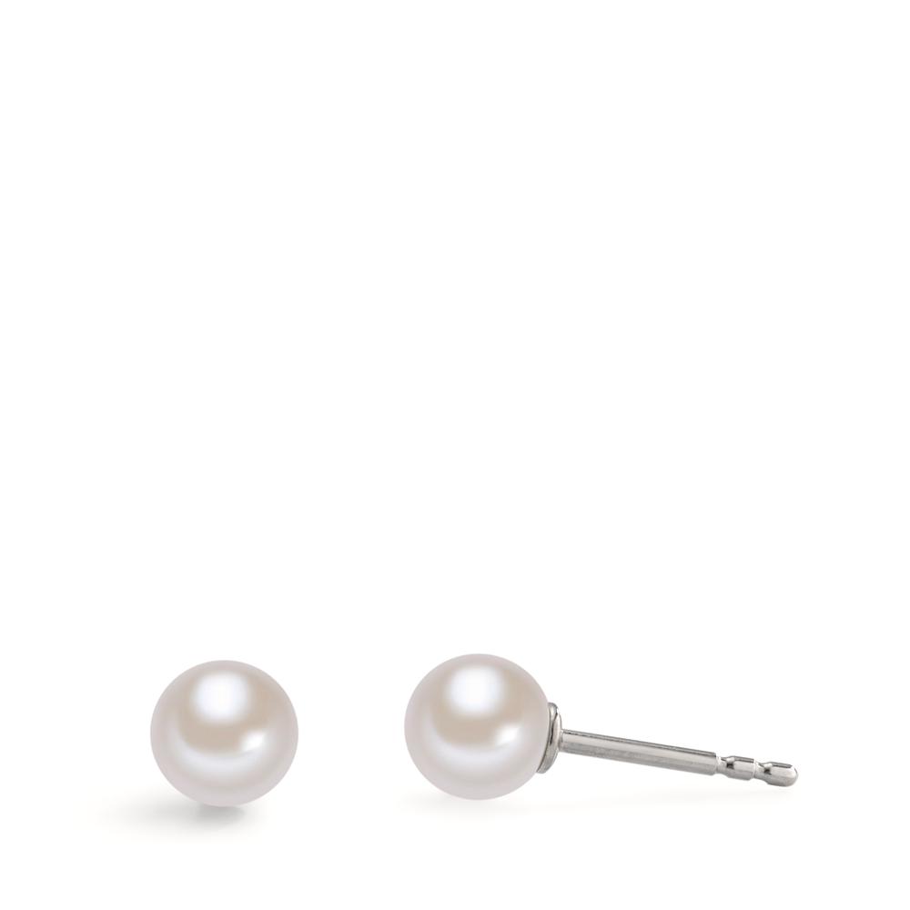 Ohrstecker TeNo Arya Pearl Ohrstecker Ø 6mm aus antiallergenem Edelstahl mit Comfort Steckverschlüssen. Die perfekt runde Form dieser Basics Ohrstecker mit weissen Muschelperlen werten jedes Outfit auf. 