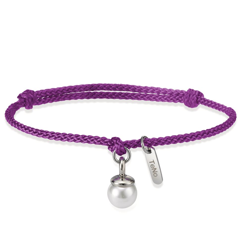 Armband Dieses elegante Damenarmband kombiniert ein violettes Textilband mit hochwertigem Edelstahl und einer edlen Muschelperle als Anhänger. Der verstellbare Verschluss sorgt für optimalen Tragekomfort. Ein femininer und moderner Schmuckklassiker für jeden Anlass.