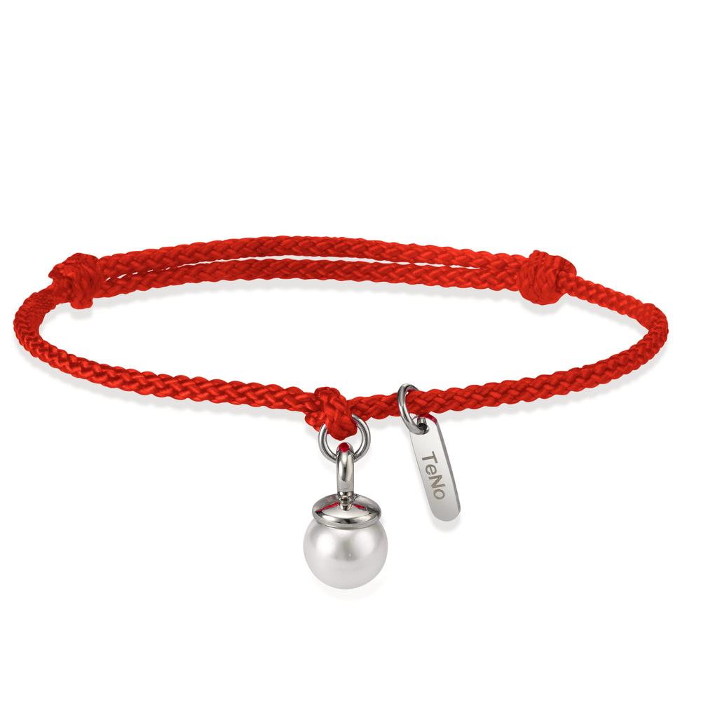 Armband Dieses elegante Damenarmband kombiniert ein rotes Textilband mit hochwertigen Edelstahl-Elementen. Die zarte Muschelperle als Anhänger verleiht dem Schmuckstück eine edle Note. Ideal für den Alltag oder besondere Anlässe – ein modisches Highlight für jeden Look.