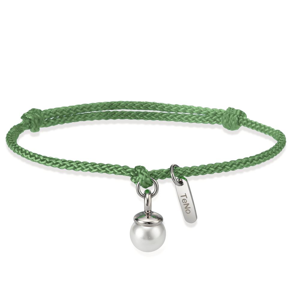 Armband Dieses Damenarmband vereint elegantes Design mit Alltagstauglichkeit. Gefertigt aus robustem Textil in frischem Grün, ergänzt durch hochwertige Edelstahl-Elemente und eine edle Muschelperle als Anhänger. Perfekt für stilbewusste Frauen, die natürlichen Charme lieben.