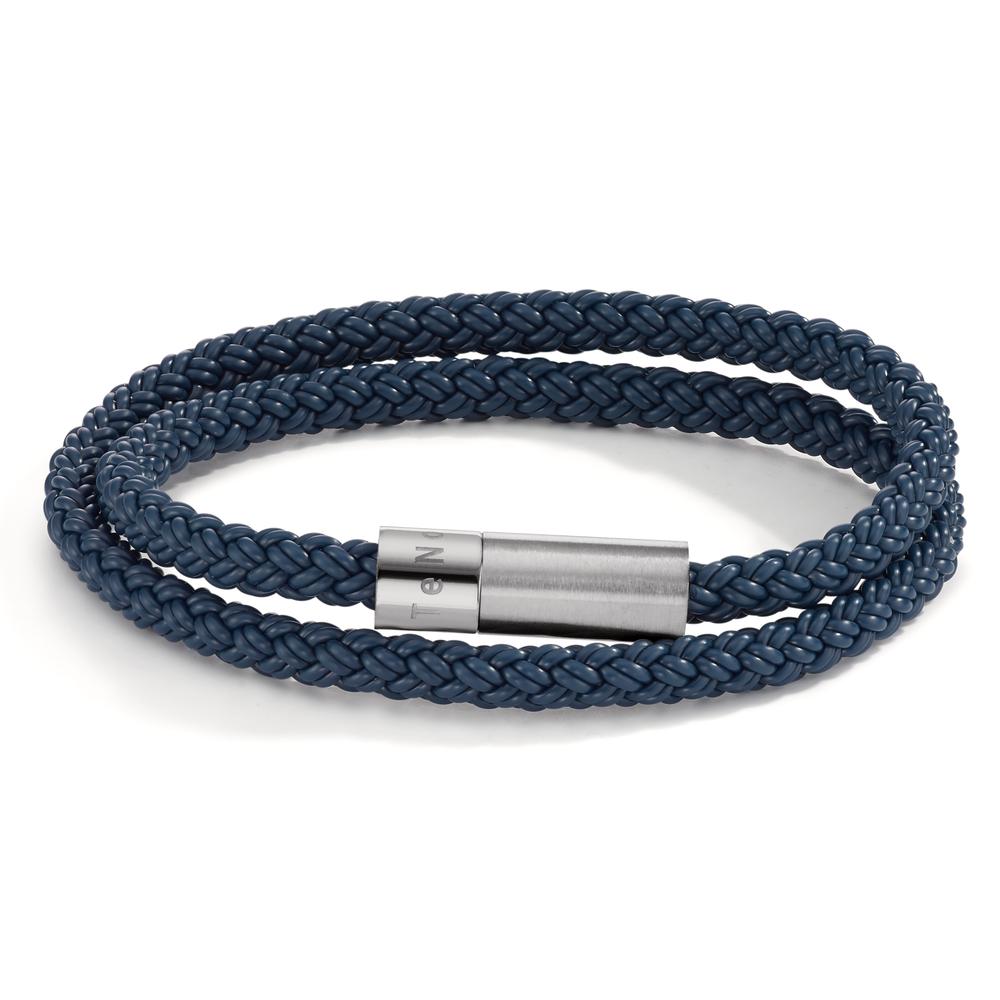 Armband TeNo Armband Heritage Sport aus Edelstahl mit hautfreundlichem Silikon-Kautschuk. Dieses lässig sportliche Accessoire ist ein treuer 
Begleiter in jeder Situation und Lebenslage. Das blaue Wickelarmband wird zweimal um das Handgelenk gelegt. Der unaufdringlich 
aber schmückende Verschluss hat einen extra starken Magnetkern und hält problemlos allen Herausforderungen stand. 