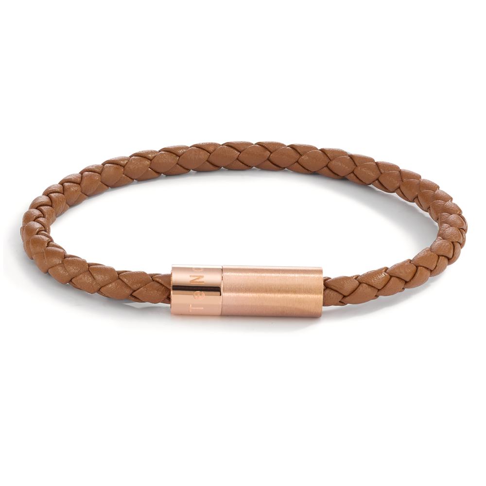 Armband TeNo Lederarmband Heritage Roségold aus Edelstahl mit Flechtleder Havana Brown an einem starkem Magnetverschluss.TeNo Heritage ist für einen eleganten und stilvollen Auftritt wie geschaffen und passt sowohl zum Alltagsoutfit, als auch zum Business-Anzug. Formschön, stark und praktisch: TeNo Design Magnetverschlüsse sind mit einer Hand einfach zu bedienen und durch innenliegende Magnete vor Korrosion gut geschützt. 