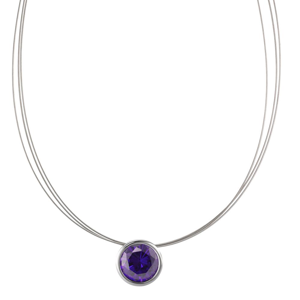 Collier Elegantes Damen-Collier aus hochwertigem Edelstahl mit funkelndem Zirkonia in tiefem Violett. Das raffinierte Design mit feiner Doppelkette verleiht jedem Outfit einen edlen und modernen Look – perfekt für jeden Anlass. Langlebig und hautfreundlich. 593977,594781
