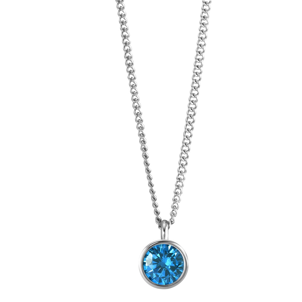 Halskette mit Anhänger Elegante Damen Halskette aus hochwertigem Edelstahl mit funkelndem Anhänger aus strahlenden blauen Zirkonia-Steinen. Das zeitlose Design sorgt für einen stilvollen Look zu jedem Anlass und macht diese Kette zum perfekten Accessoire für Ihren Alltags- oder Abendstyle. 593958,595252