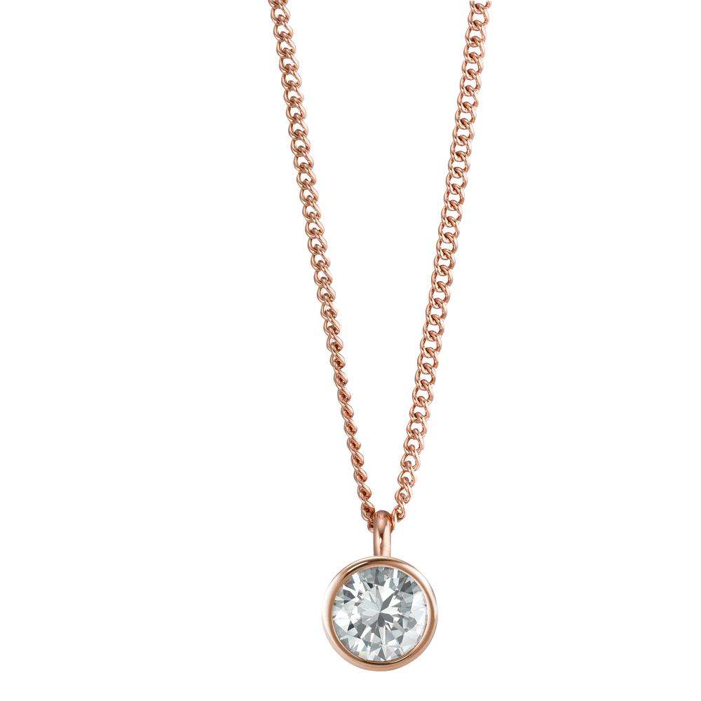 Halskette mit Anhänger Elegante Damen-Halskette aus hochwertigem Edelstahl in Roségold mit funkelndem Zirkonia-Anhänger. Zeitloses Design für jeden Anlass, das Ihren Look dezent und stilvoll abrundet. Hautfreundlich, langlebig und vielseitig kombinierbar – ein perfektes Schmuckstück für jeden Tag.
