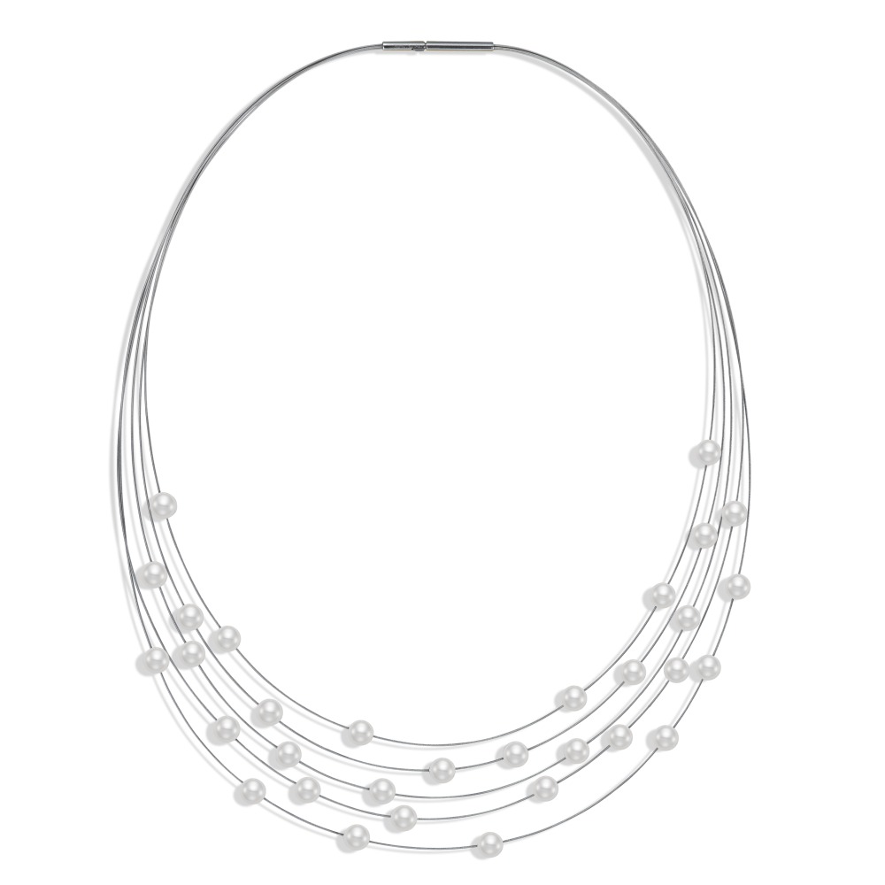 Collier Elegantes Damen-Collier aus hochwertigem Edelstahl, verziert mit zarten Muschelperlen. Das mehrreihige Design wirkt leicht und modern, perfekt für besondere Anlässe oder den Alltag. Ein femininer Blickfang, der Stil und zeitlose Eleganz vereint.