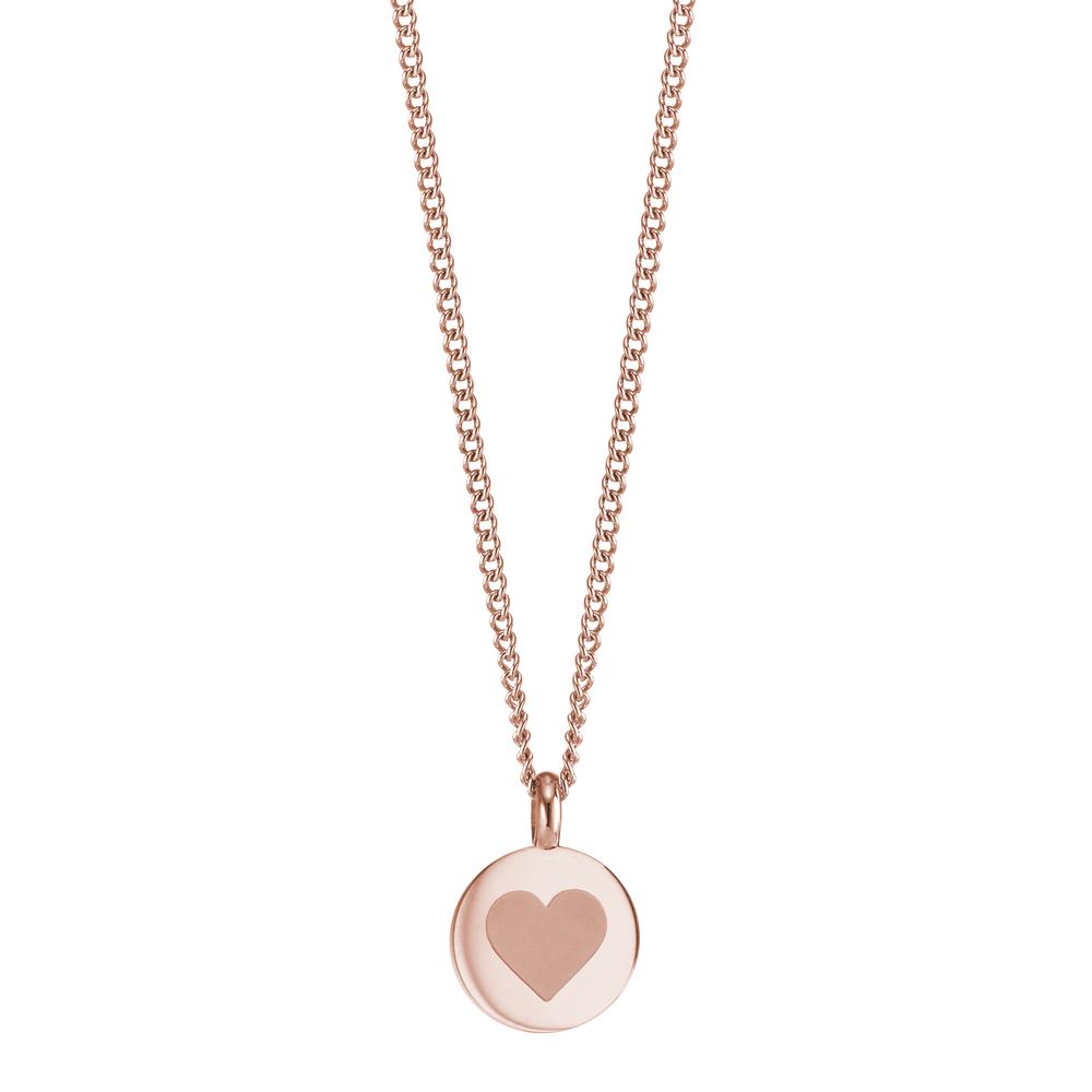 Collier Zeitlos, schlicht und hochwertig verarbeitet: An dieser roségoldfarbenen TeNo Essential Edelstahlkette baumelt ein glänzender Herz-Charm-Anhänger in puristischem Design. Sie ist ein ideales Accessoire für jede moderne Frau und überzeugt durch ihre hochwertige Verarbeitung. 595686,595245