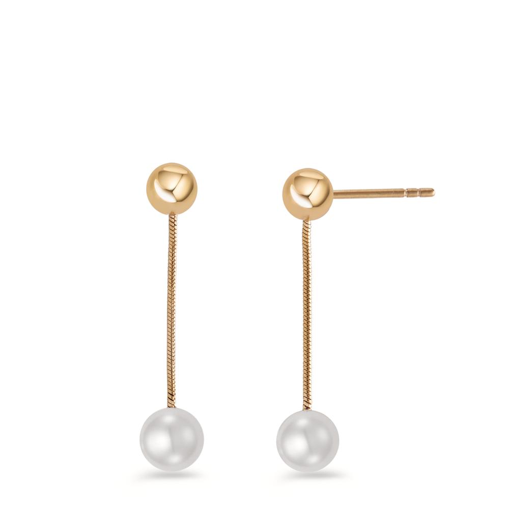 Ohrhänger Elegante Damen Ohrhänger aus hochwertigem Edelstahl in Goldoptik. Der feine, schlanke Steg wird von einer zarten Muschelperle ergänzt, die dem Schmuckstück einen zeitlosen und femininen Charme verleiht. Perfekt für jeden Anlass, edel und vielseitig kombinierbar.