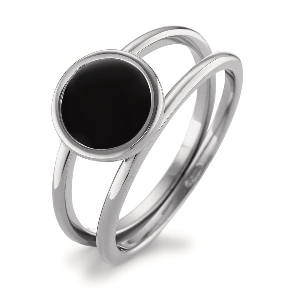 Fingerring Eleganter Damen-Fingerring aus hochwertigem Edelstahl mit modernem Doppelband-Design. Der Ring besticht durch einen schwarzen, runden Einsatz, der stilvolle Akzente setzt. Ideal für Alltag und besondere Anlässe – robust, langlebig und zeitlos schön.