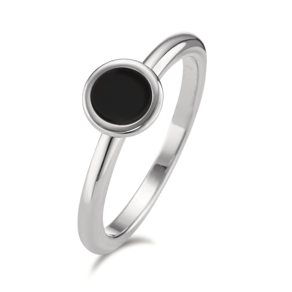 Fingerring Zeitlos, modern und elegant: Der filigrane Yuna-Ring in minimalistisch schlichtem Design besticht durch den markanten Kontrast mit schwarzem Emaille. Der glänzende Edelstahlring kann optimal mit anderen TeNo Ringen zu immer wieder neuen Ring-Stackings kombiniert werden.  